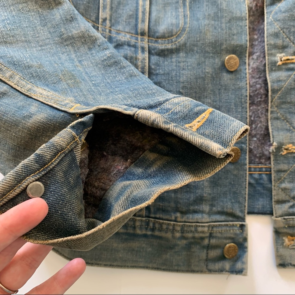 Lee Storm Riders VTG Distressed Blanket Lined Corduroy Denim Jacket Mens Small - Picture 3 of 9